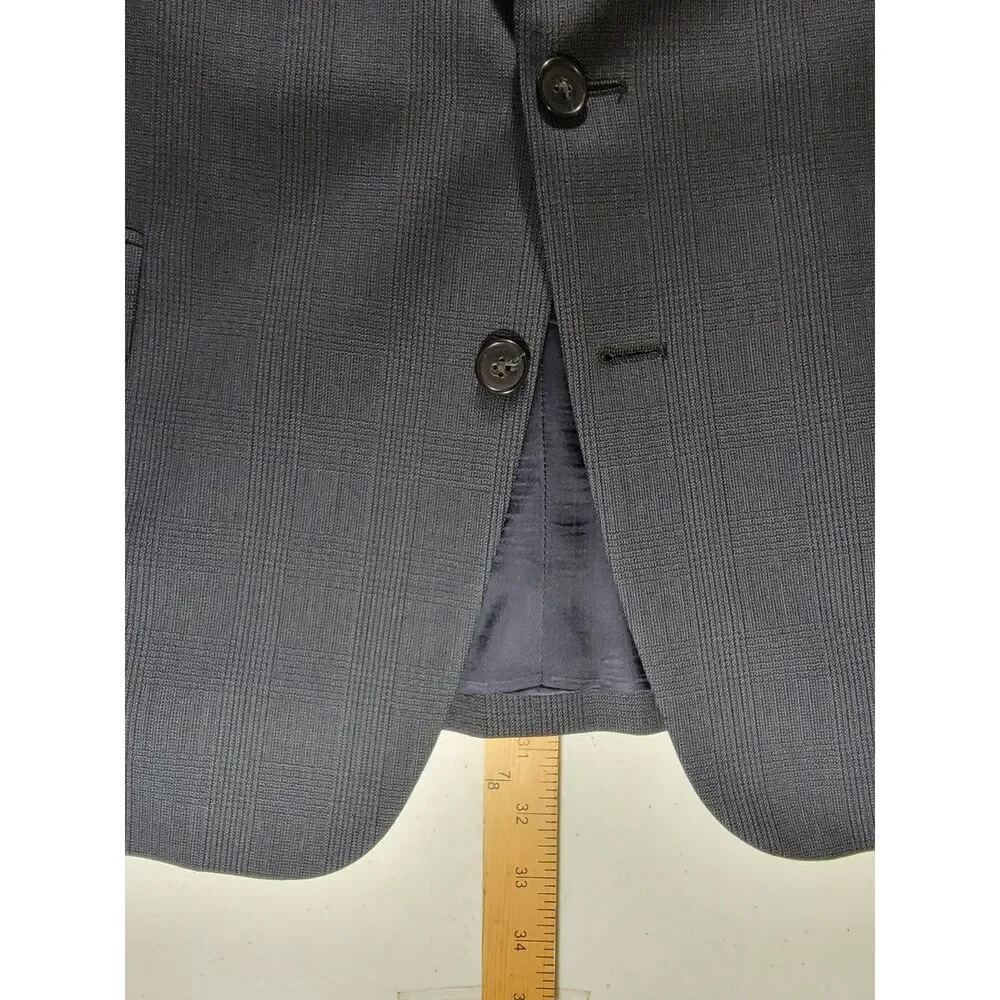 Joseph Abboud Plaid Navy Wool Sport Coat Blazer Suit Jacket - 44
